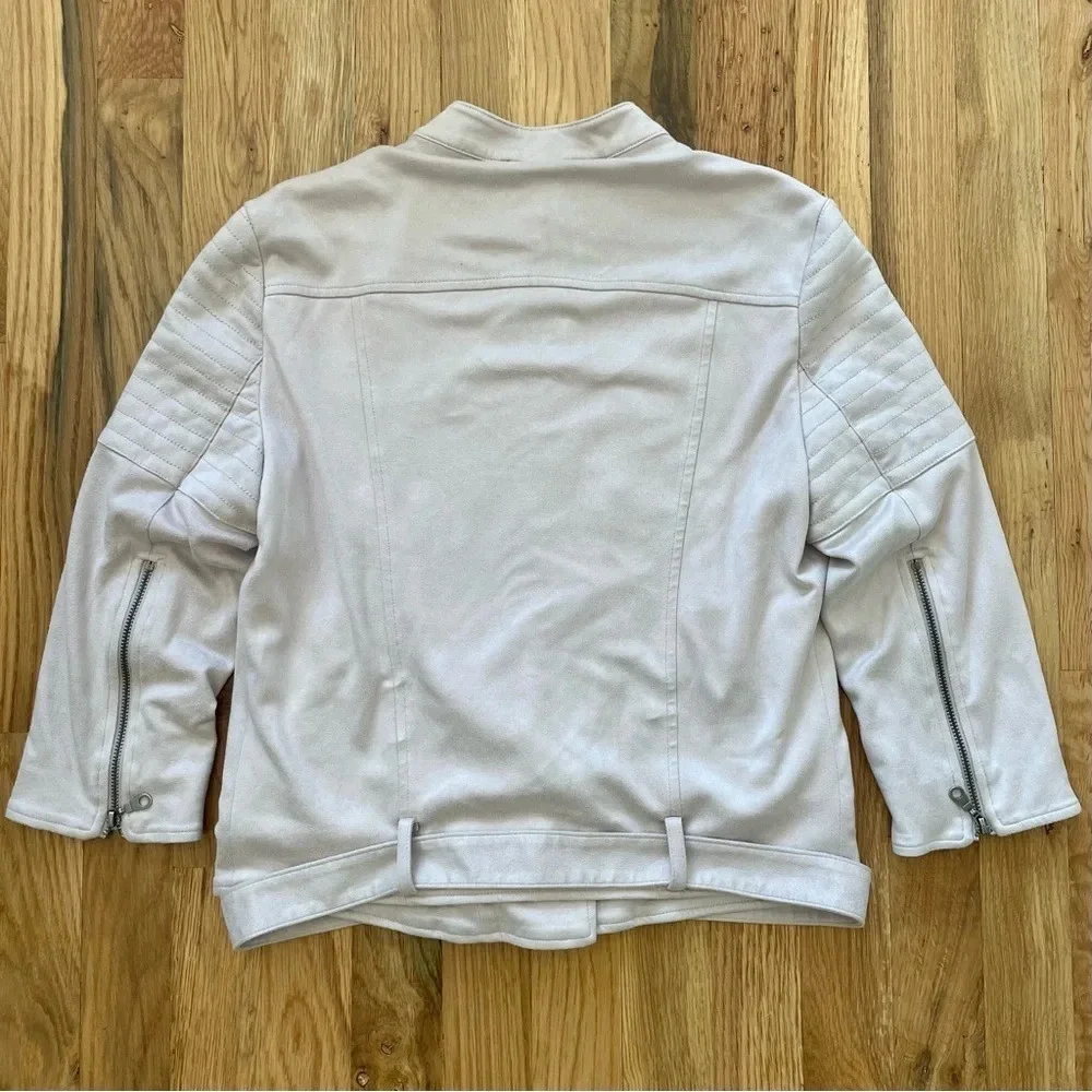 David Lerner Pastel Pink Vegan Faux Suede Moto Jacket Size XS - Picture 4 of 4
